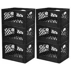 Front. Juggernaut Storage - Juggernaut Storage Crate for Office Storage & Classroom Organization, 6-Pack - Black.