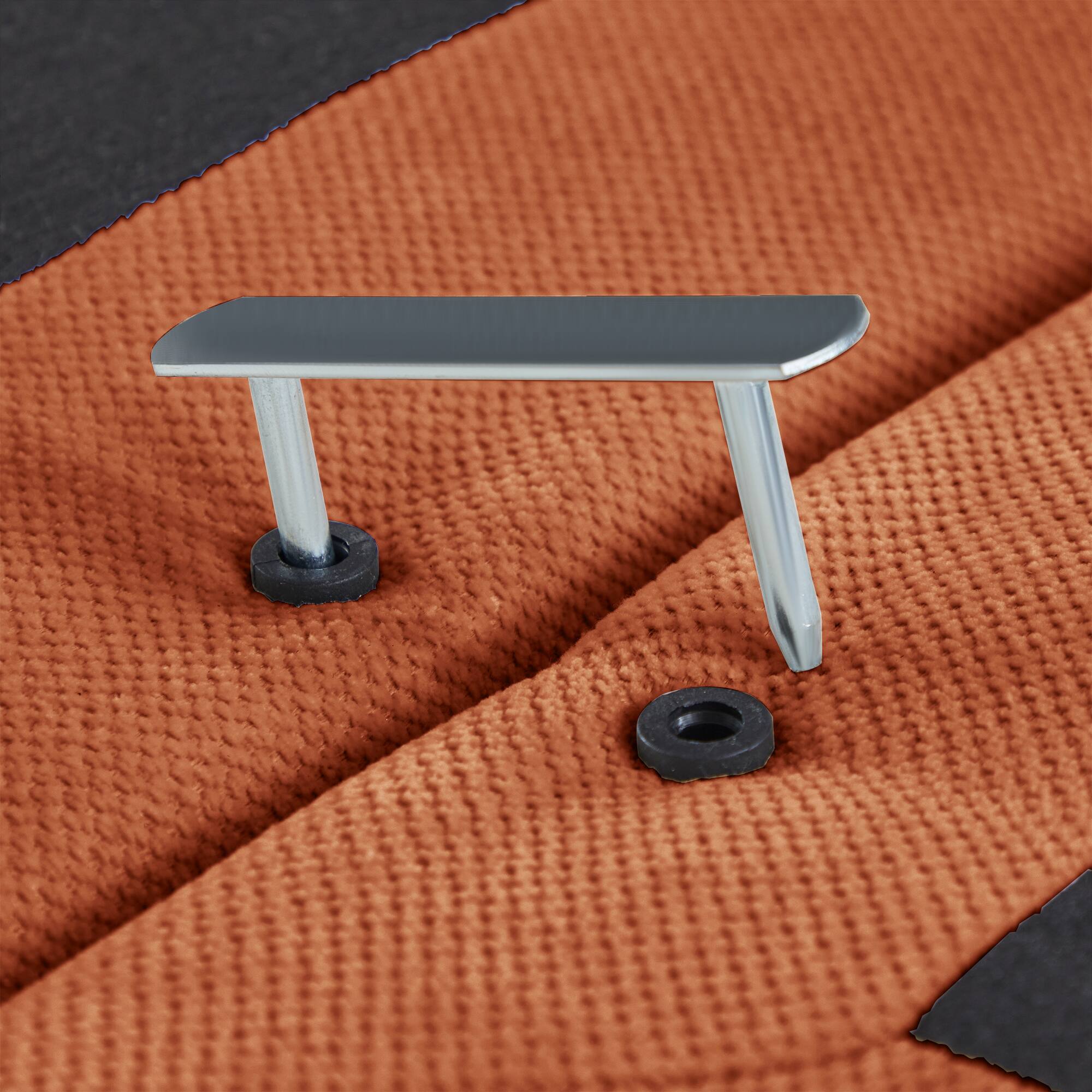 Alt View 1. Anysun - 3 Seater Modular Sofa with Chenille Fabric, High-Density Foam & Curved Armrests, Pleated Design for Living Room - Orange.