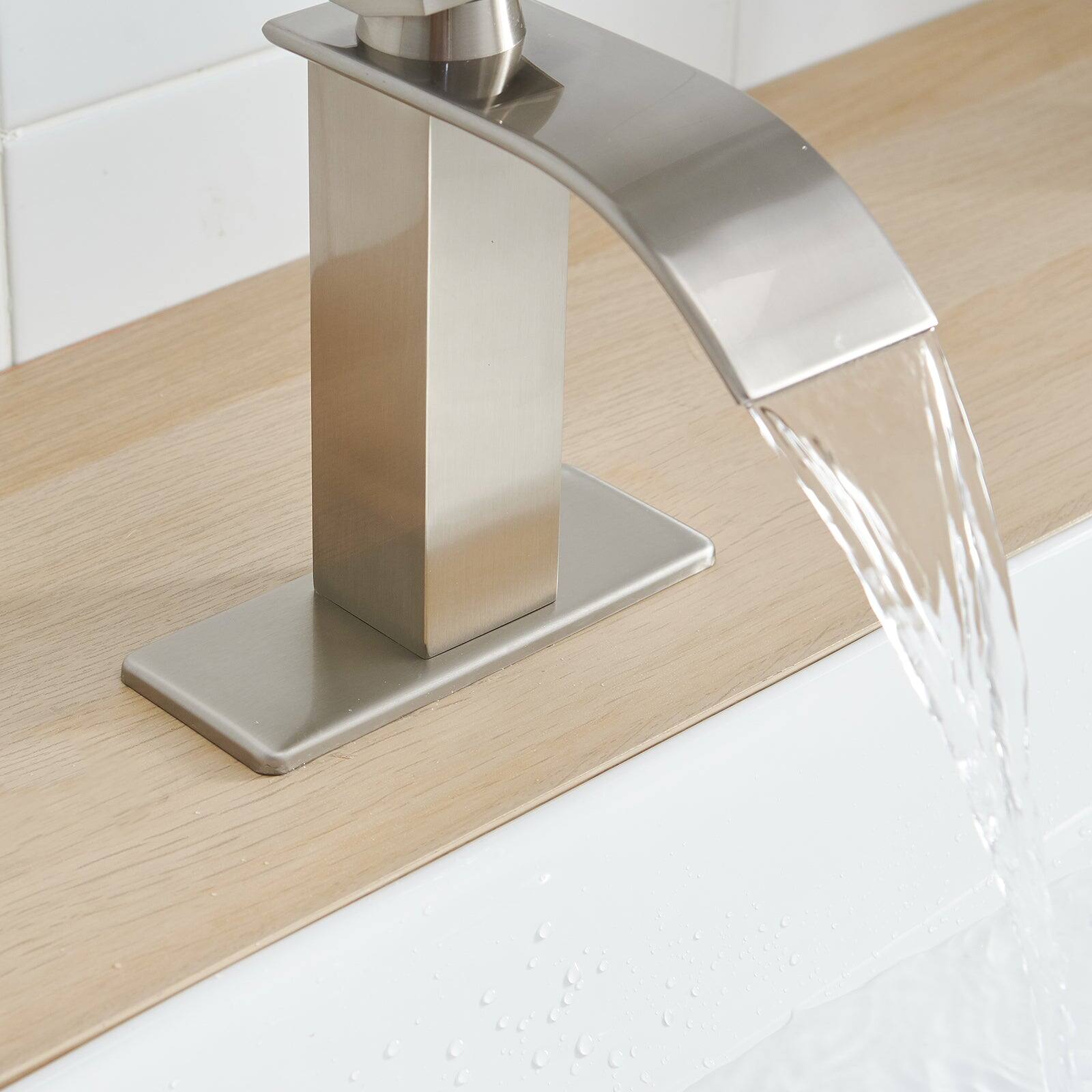 Alt View 9. Boyel Living - Single Handle Single Hole Bathroom Faucet with Deckplate Included and Pop Up Drain in Brushed Nickel - Brushed Nickel.