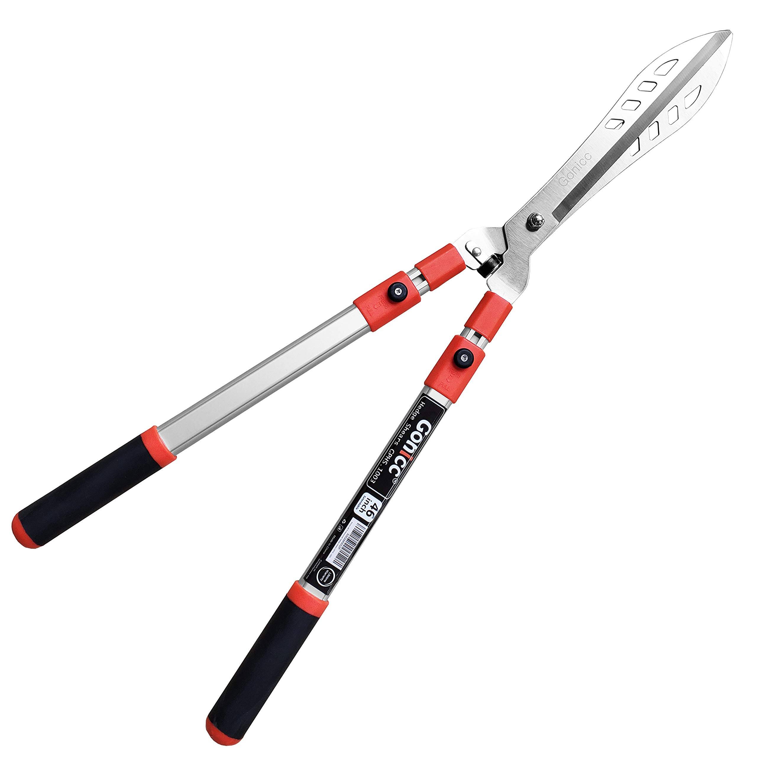 JETRANSPORT - Professional Adjustable 33"+ 13" Hedge Shears. Handle Length Range 19"-32" With Wavy Sk-5 Steel Garden Prunin - Default