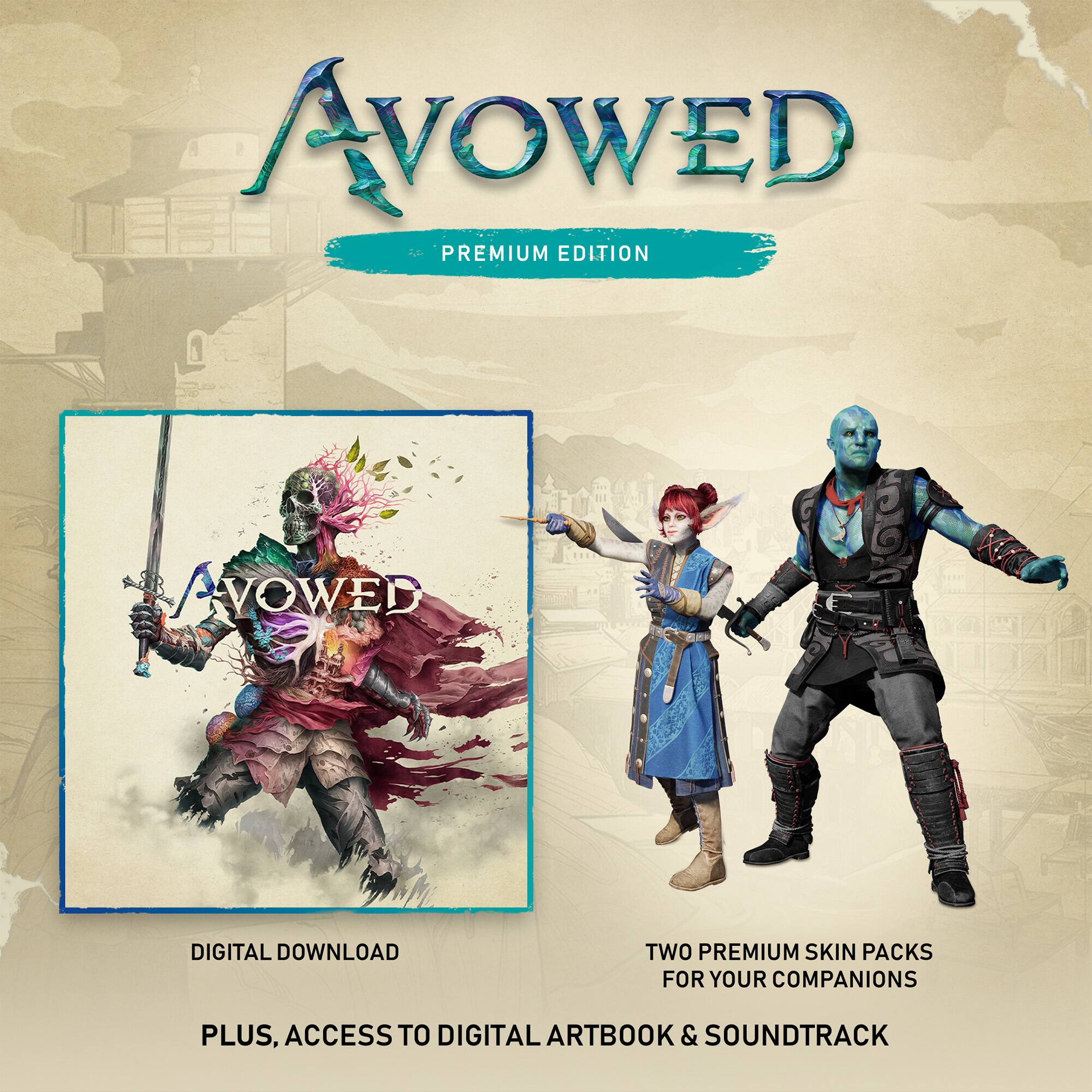 Avowed Premium Edition: Digital Download, Two Premium Skin Packs for Your Companions, Plus Access to Digital Artbook & Soundtrack.