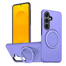 Front. Dteck - Dteck Rotating Magnetic Kickstand Protective Case for Samsung Galaxy S25, Rugged Heavy Duty Shockproof Cover - Purple.