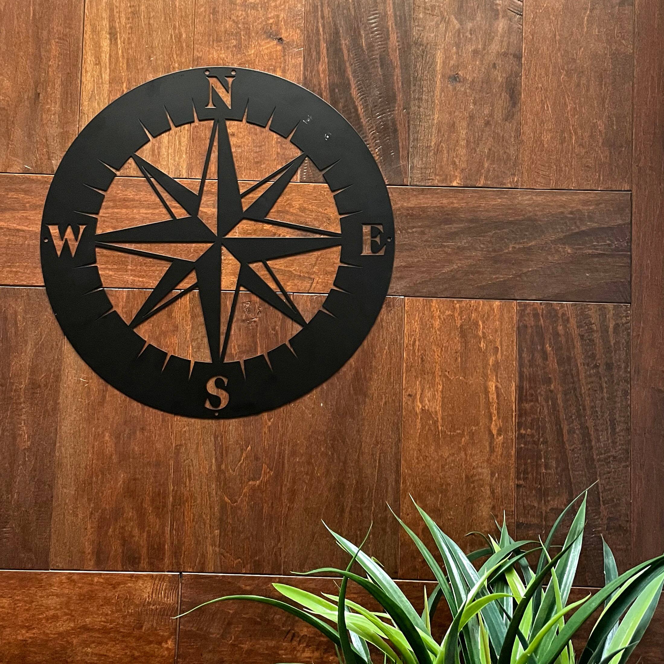 Alt View 4. Chesapeake Bay - Metal Compass Rose Wall Art – 15.5 Inch, Nautical Décor, Home Accent - Black.