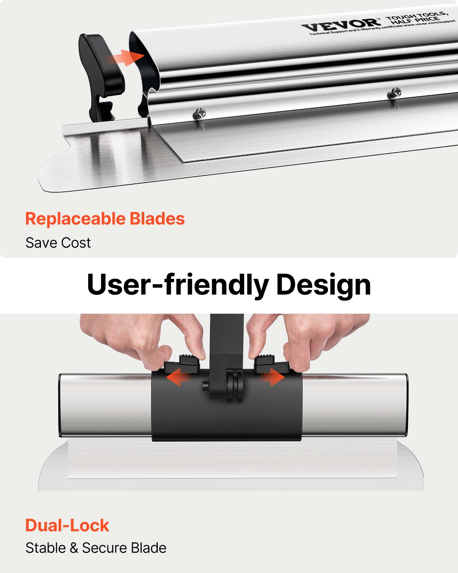 - TOUGH TOOLS, HALF PRICE
- VEVOR
- Technical Support and L-Warranty certificate www.vevor.com/support

Replaceable Blades
Save Cost

User-friendly Design

Dual-Lock
Stable & Secure Blade