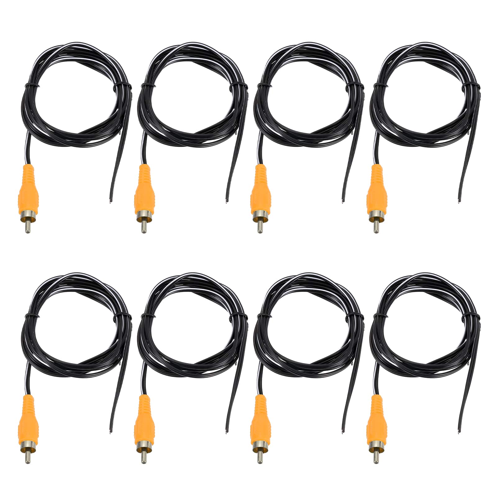 Unique Bargains - 8pcs 5ft RCA Audio Subwoofer Cable, 1 RCA Male Plug to Bare Wire Open End Audio Video Speaker for Amplifier Home Theater - Orange