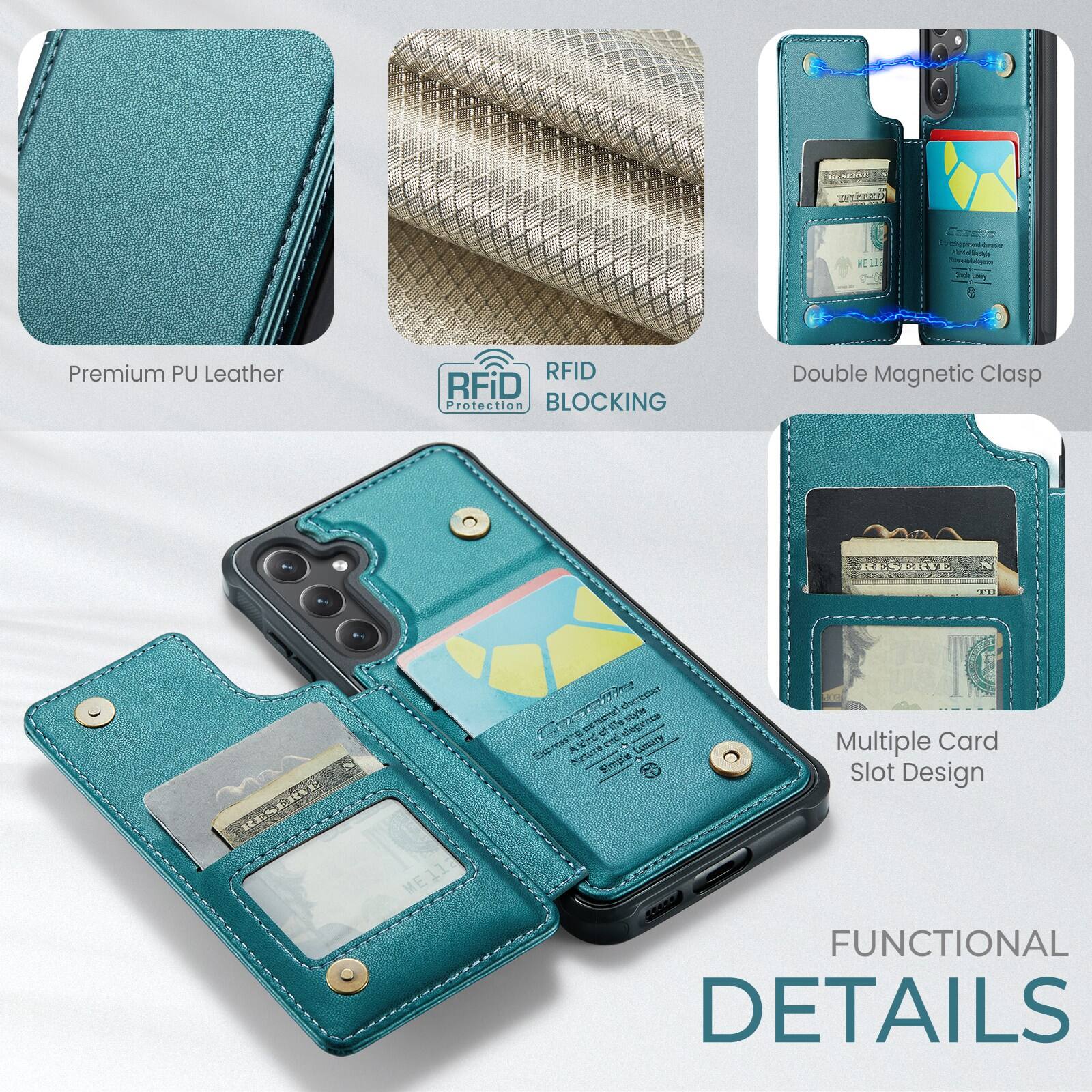 REACHIN FNT12 Premium PU Leather RFID Protection BLOCKING Double Magnetic Clasp KENERE N TU LENEIEL dhericton eegente Klyhe C Epress A erd n M Lmry Nture Sthigmpn. Multiple Card Slot Design FUNCTIONAL DETAILS
