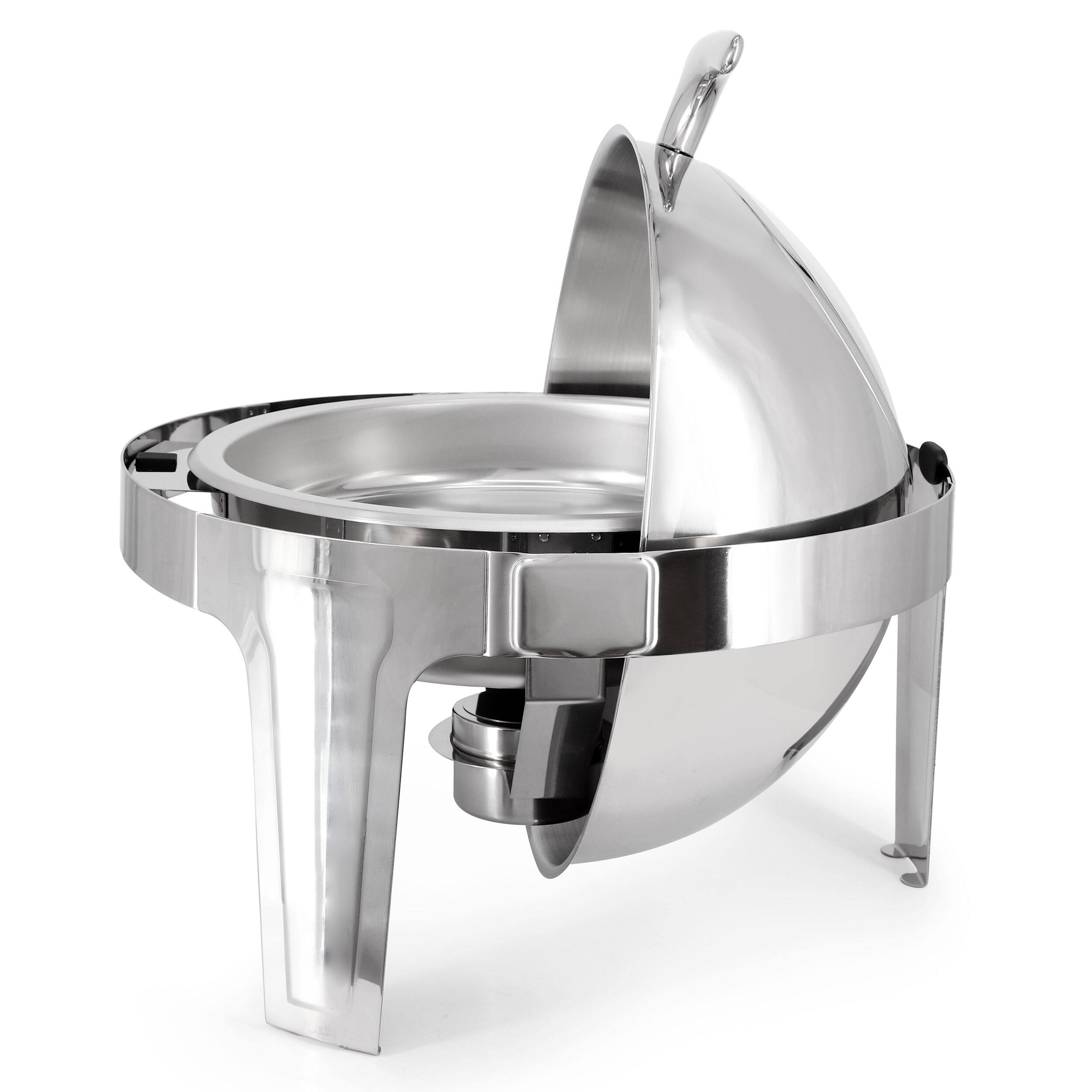 Alt View 2. MegaChef - MegaChef 6.3 Quart Round Stainless Steel Dome Roll Top Professional Chafing Dish/Food Warmer/Buffet Server Serving Dish - Silver.