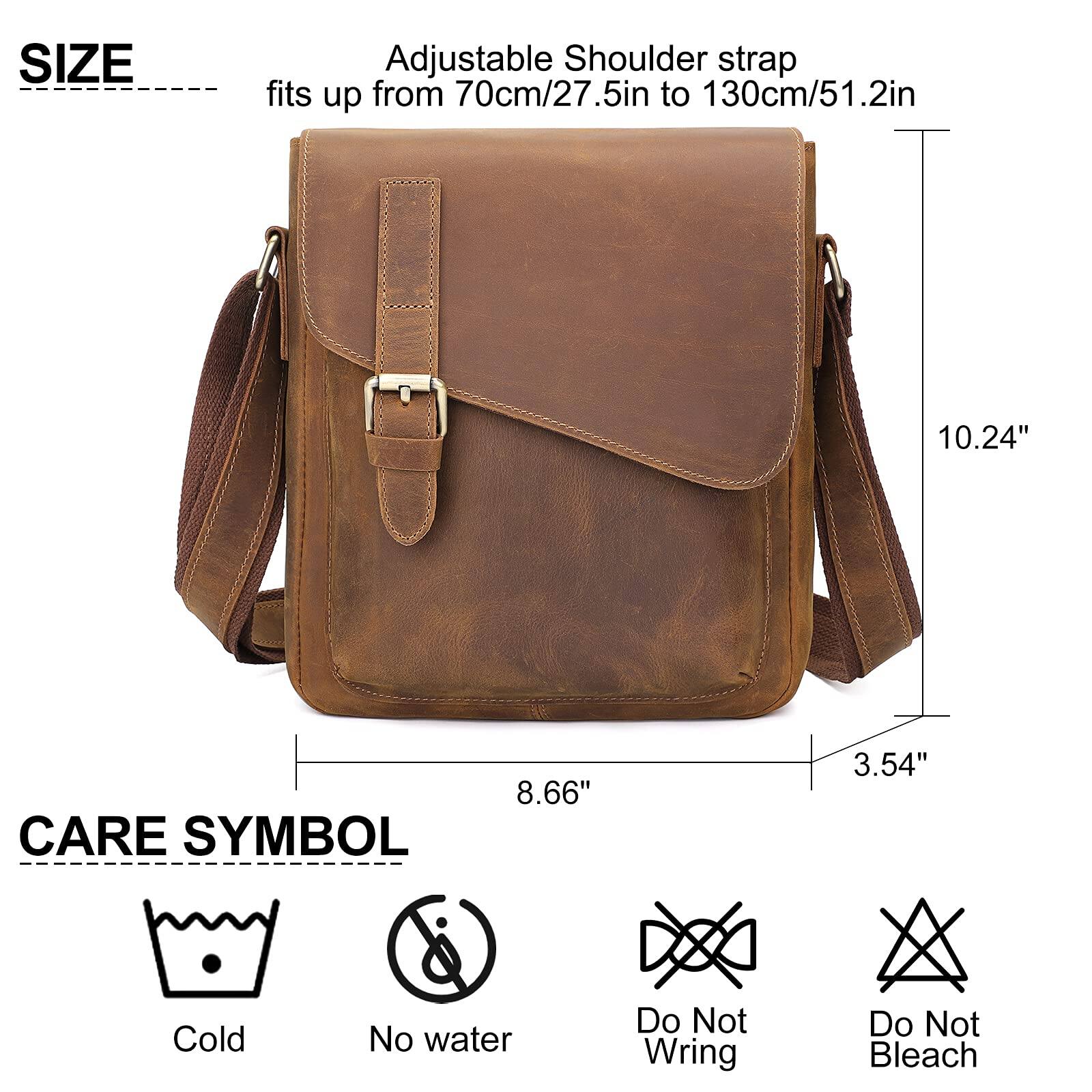 **SIZE**  
Adjustable Shoulder strap fits up from 70cm/27.5in to 130cm/51.2in  
10.24"  
8.66"  
3.54"

**CARE SYMBOL**  
Cold  
No water  
Do Not Wring  
Do Not Bleach