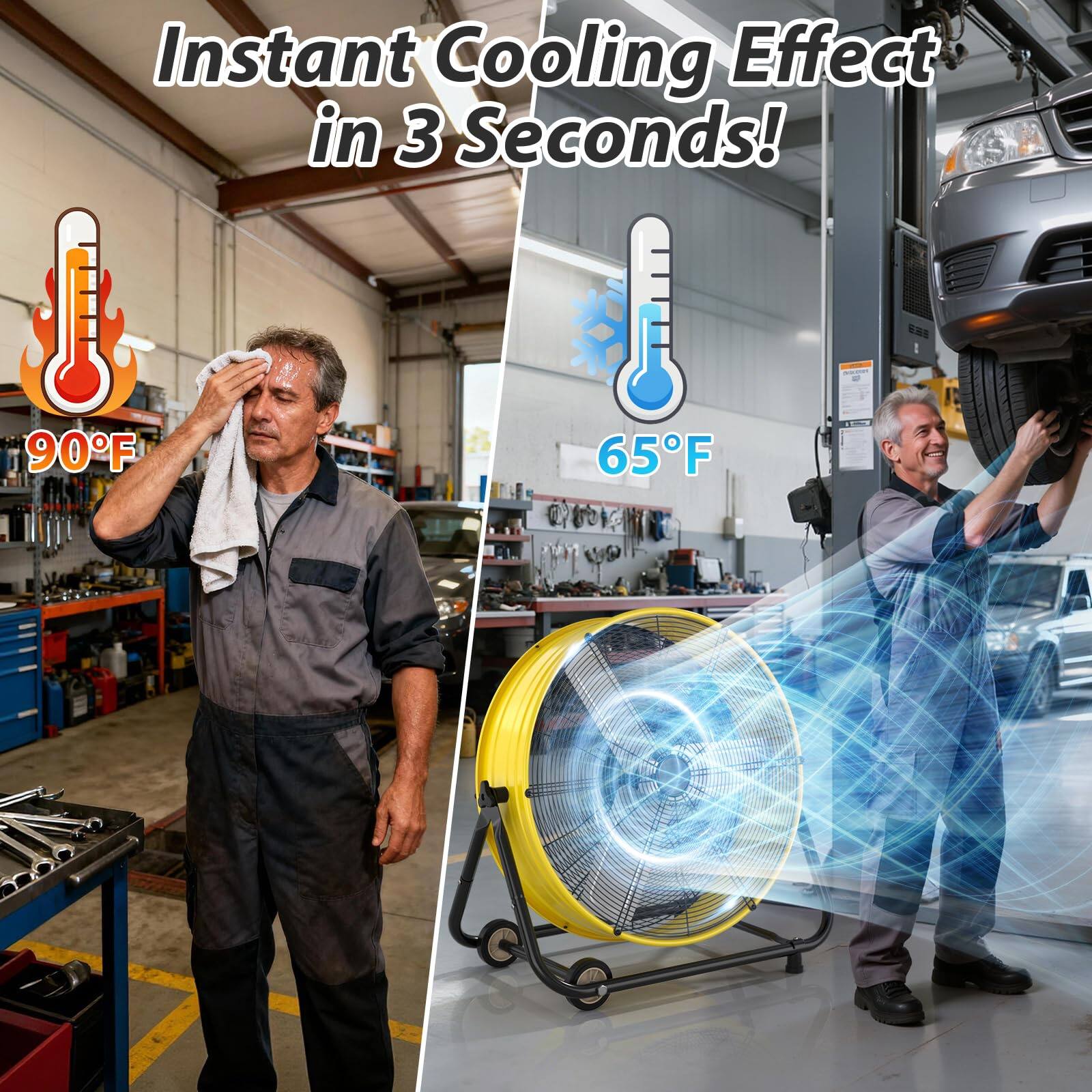 Instant Cooling Effect in 3 Seconds!  
90°F to 65°F