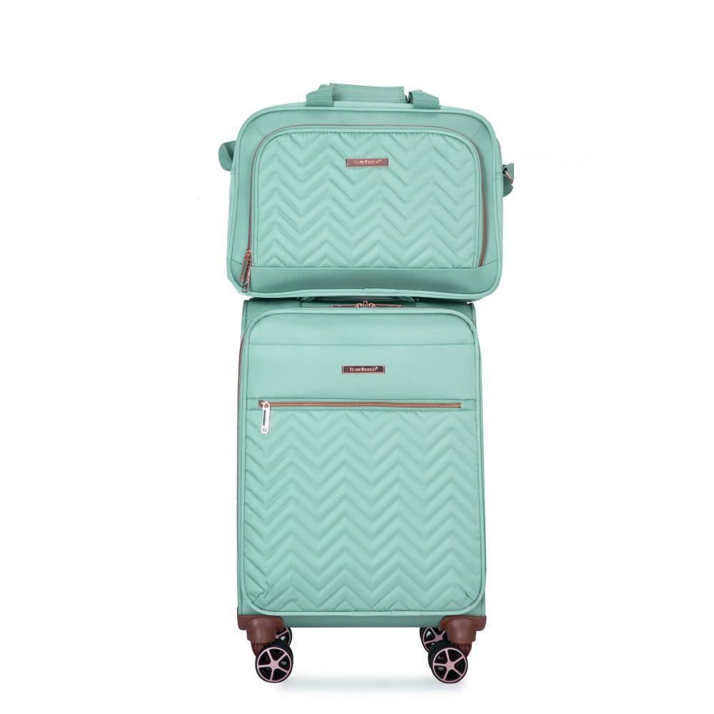 Alt View 2. BreeBe - Softshell Suitcase Spinner Wheels Terylene Luggage Set Green 4-Piece Lightweight Durable - Green.