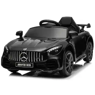 Front. Winado - 12V Ride on Car, Licensed Mercedes Benz AMG GTR Battery Powered Electric Vehicle, w/Parent Remote, Wider Seat, LED Light - Black.