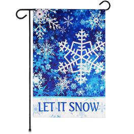 G128 - Let It Snow Snowflakes Garden Flag - 12 x 18 in Printed Blockout Polyester - Assorted Colors