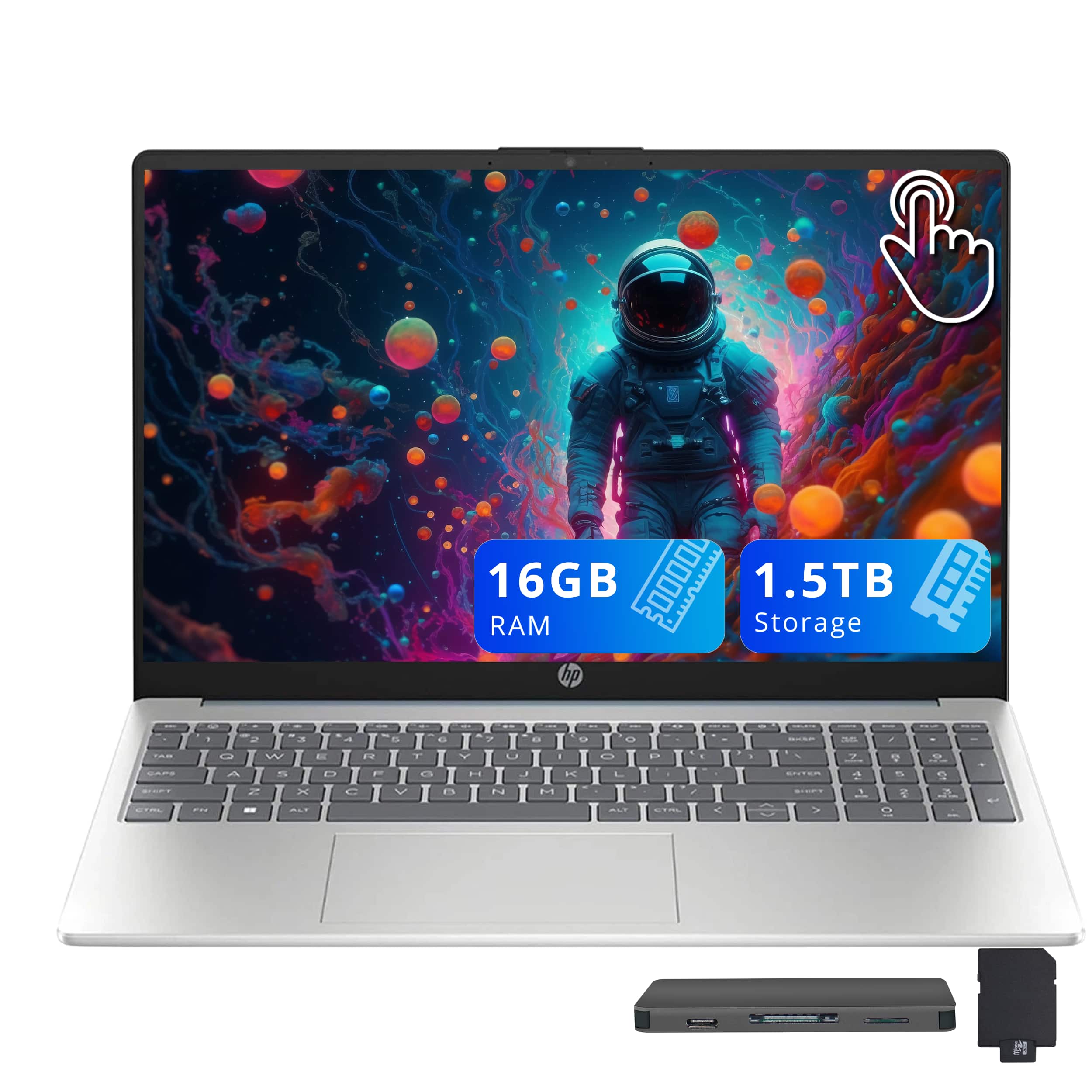 HP - 15.6" FHD Touchscreen Laptop,Intel i3-N305,16GB RAM,512GB SSD+1TB Dock Set,Intel UHD Graphics,Wi-Fi 6,Win 11 - Blue