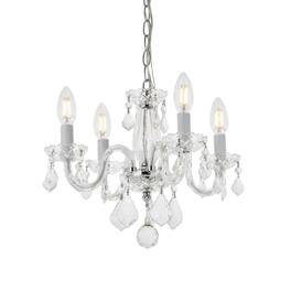 Elegant Lighting - Rococo 4 light Pendant Clear Royal Cut Crystal - Chrome