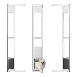 VEVOR - Dog Door for Sliding Glass Door, 75 7/8" to 80 11/16" Adjustable Height, Aluminum Alloy Frame with Flap, Lock Design - White