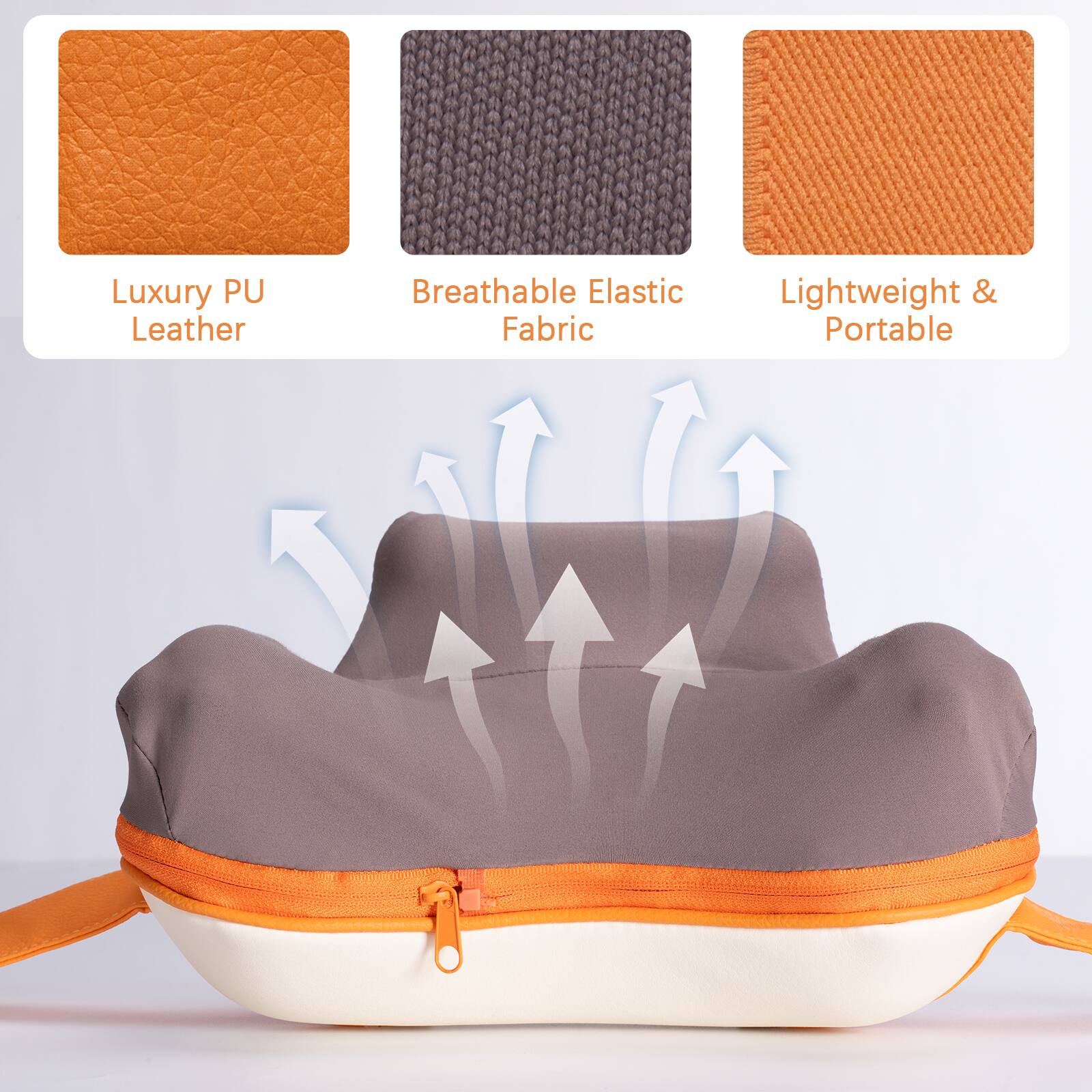 Luxury PU Leather  
Breathable Elastic Fabric  
Lightweight & Portable