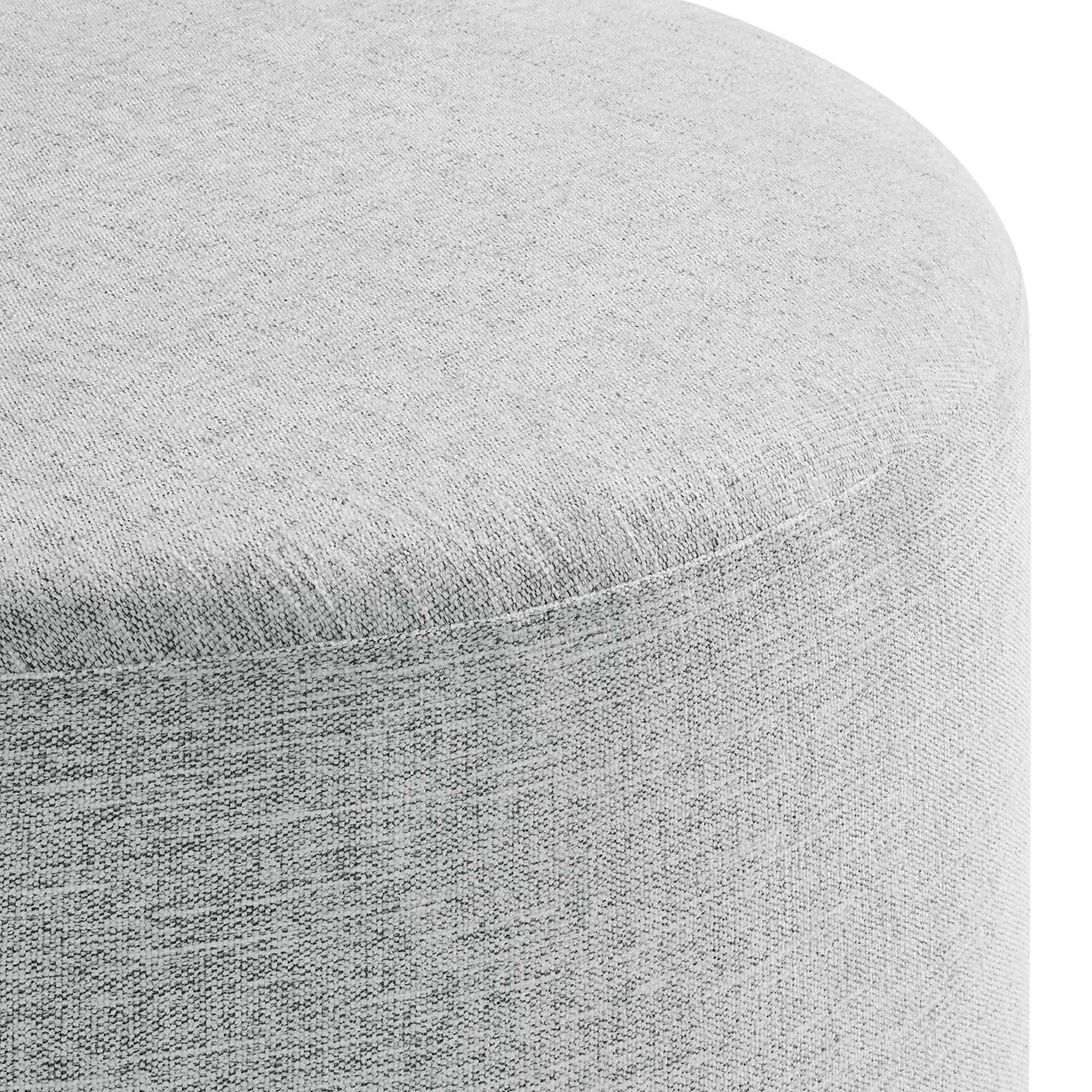 Alt View 3. Modway - Callum Large 29" Round Woven Heathered Fabric Upholstered Ottoman by Modway - Heathered Weave Light Gray.