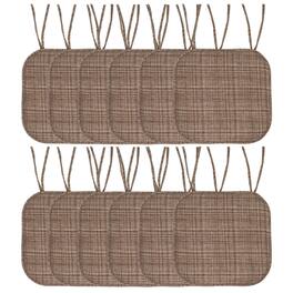 Sweet Home Collection - Aria Memory Foam Non-Slip 16" x 16" Chair Cushion Pad with Ties, 12-Pack - Dark Brown