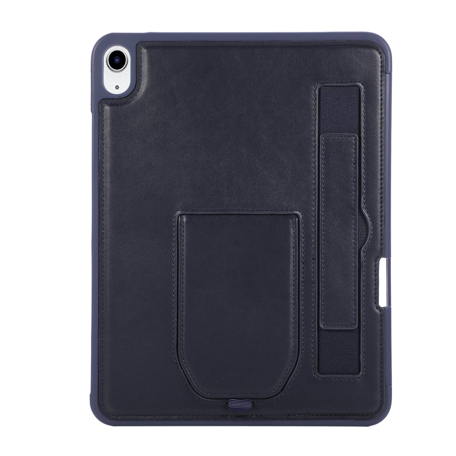 Alt View 2. Dteck - Shockproof Case for Apple iPad (A16) 11" 2025 with Hand Strap and Foldable Kickstand, PU Leather TPU Protective Cover - Blue.