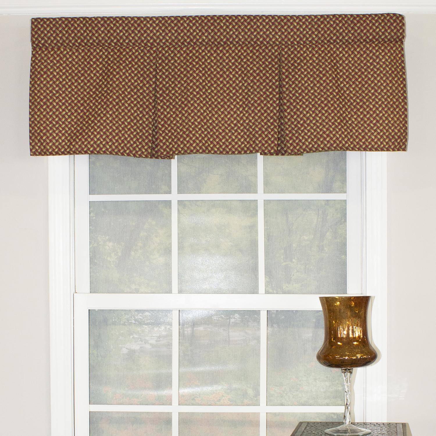 Angle. RLF Home - RLF Home Trellis Pleated  100% Cotton with Fully Lined 3" Rod Pocket Valance for Windows 42" x 15" Woodland - Woodland.