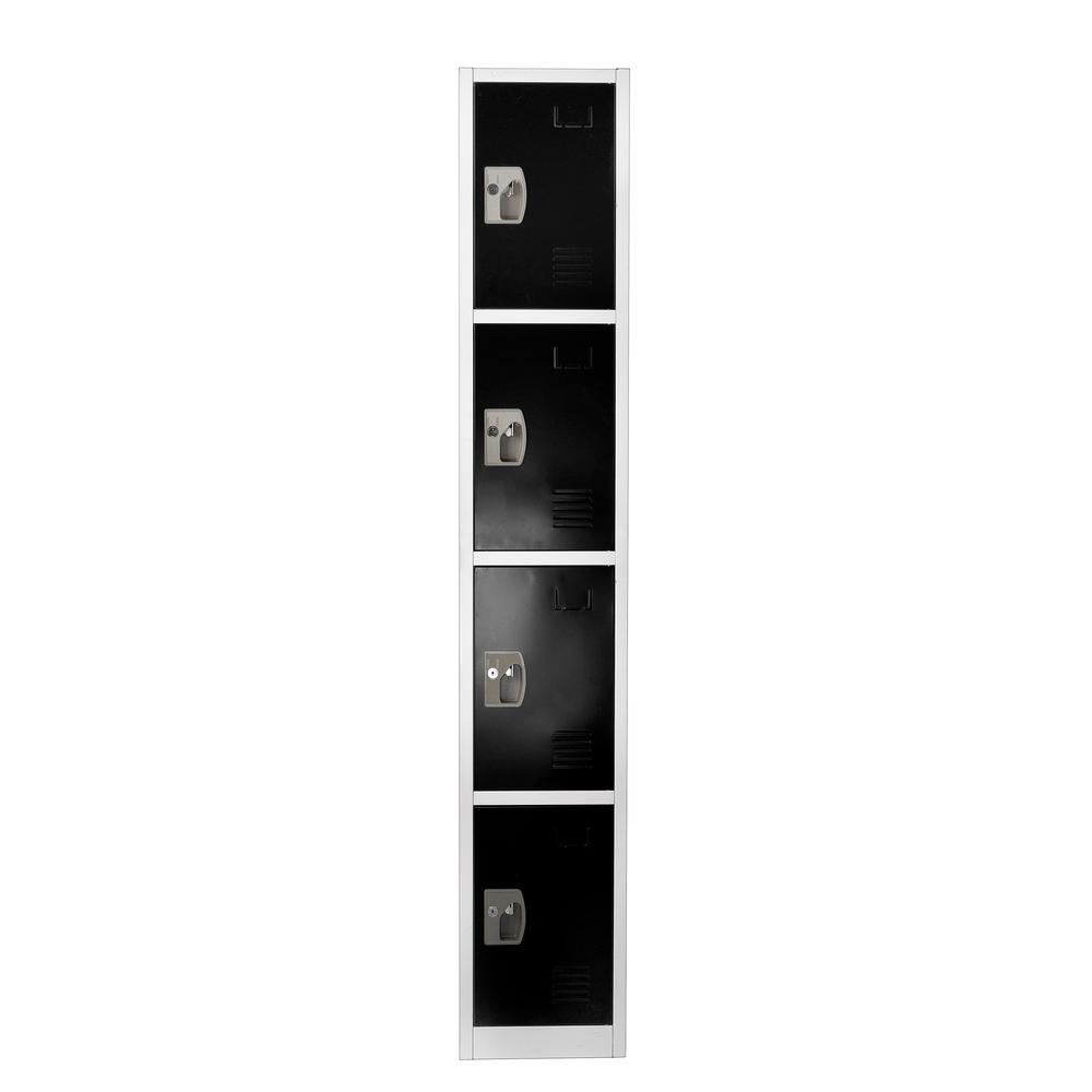 Angle. AdirOffice - Storage Locker 629-Series 72" H 4-Tier Steel Key Lock 4-Shelf Locker with Key Lock, 4/Pack - Black.