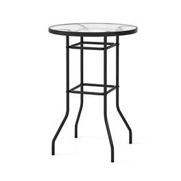 Boyel Living - Red 38 Inch Bar Table Tempered Glass for Outdoor Patio Use - Black