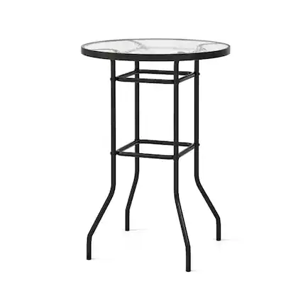 Front. Boyel Living - Red 38 Inch Bar Table Tempered Glass for Outdoor Patio Use - Black.