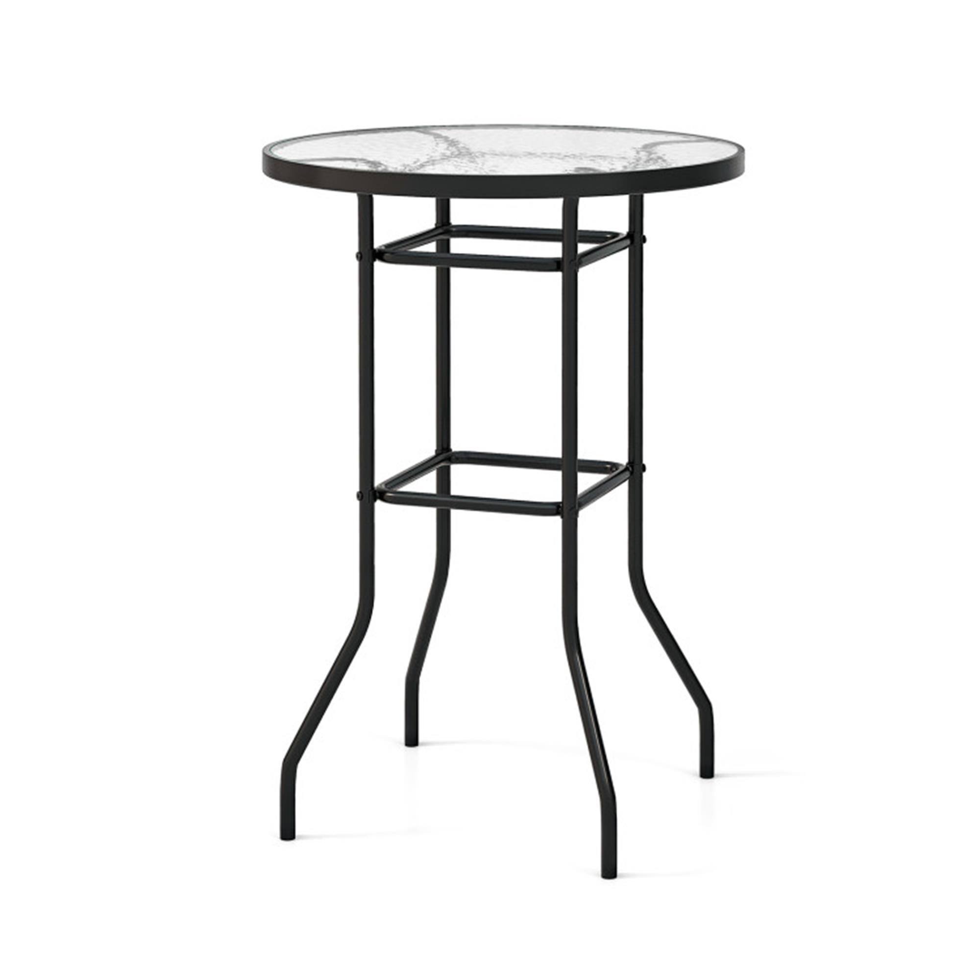 Front. Boyel Living - Red 38 Inch Bar Table Tempered Glass for Outdoor Patio Use - Black.