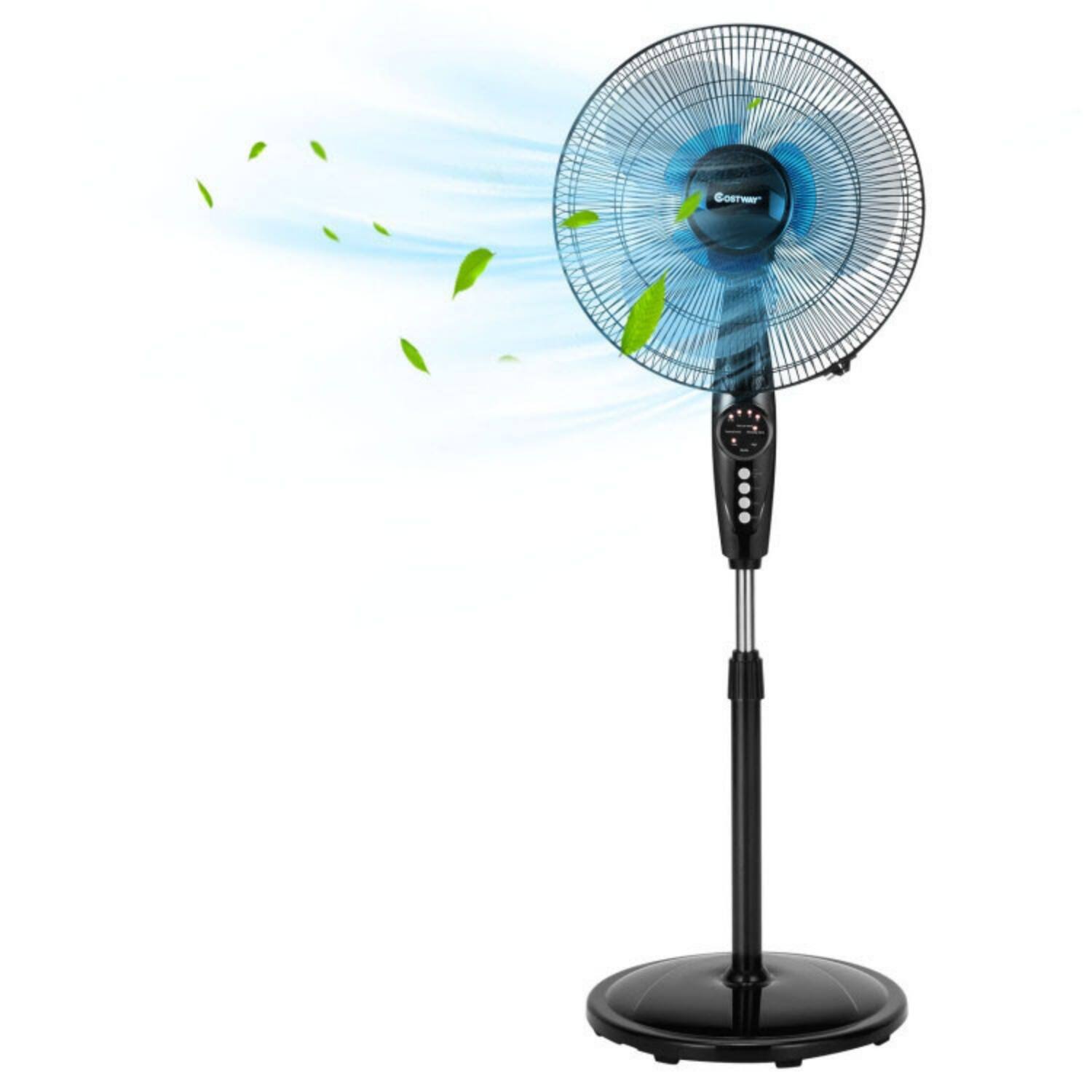 Alt View 7. LUCKY ONE - 16 Inch Adjustable Height Oscillating Stand Fan with Remote and Timer - Black.
