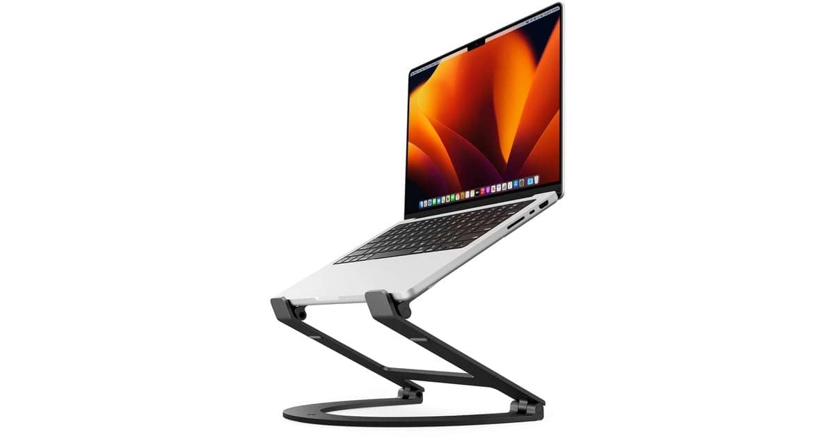 HongFei - Curve Flex | Ergonomic Height & Angle Adjustable Aluminum Laptop/MacBook Stand/Riser, fits 10"-17" - Matte Black