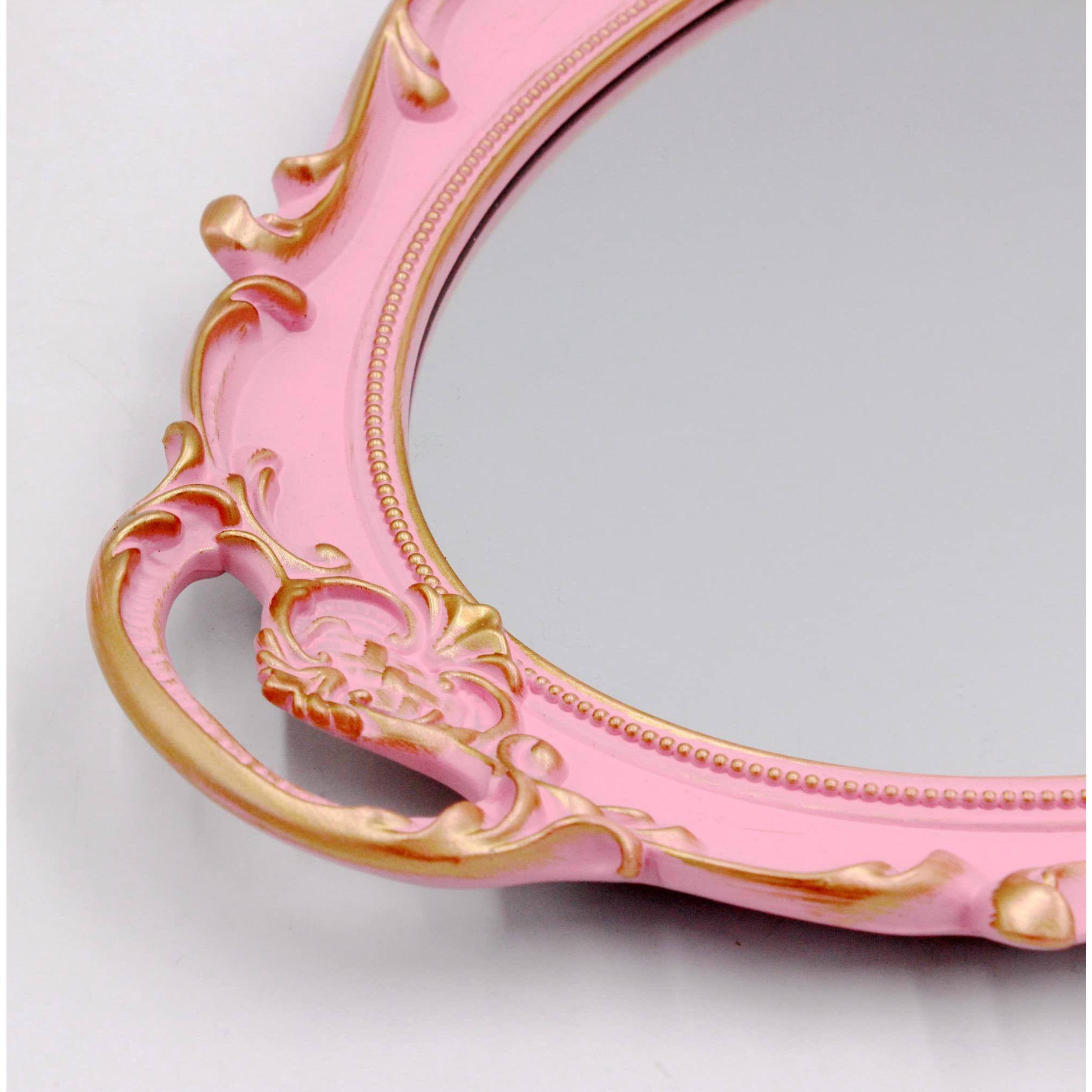 Alt View 5. Dapper Styles - Vintage Small Mirror 14.5 X 10 Inch Oval Pink Wall - Pink.