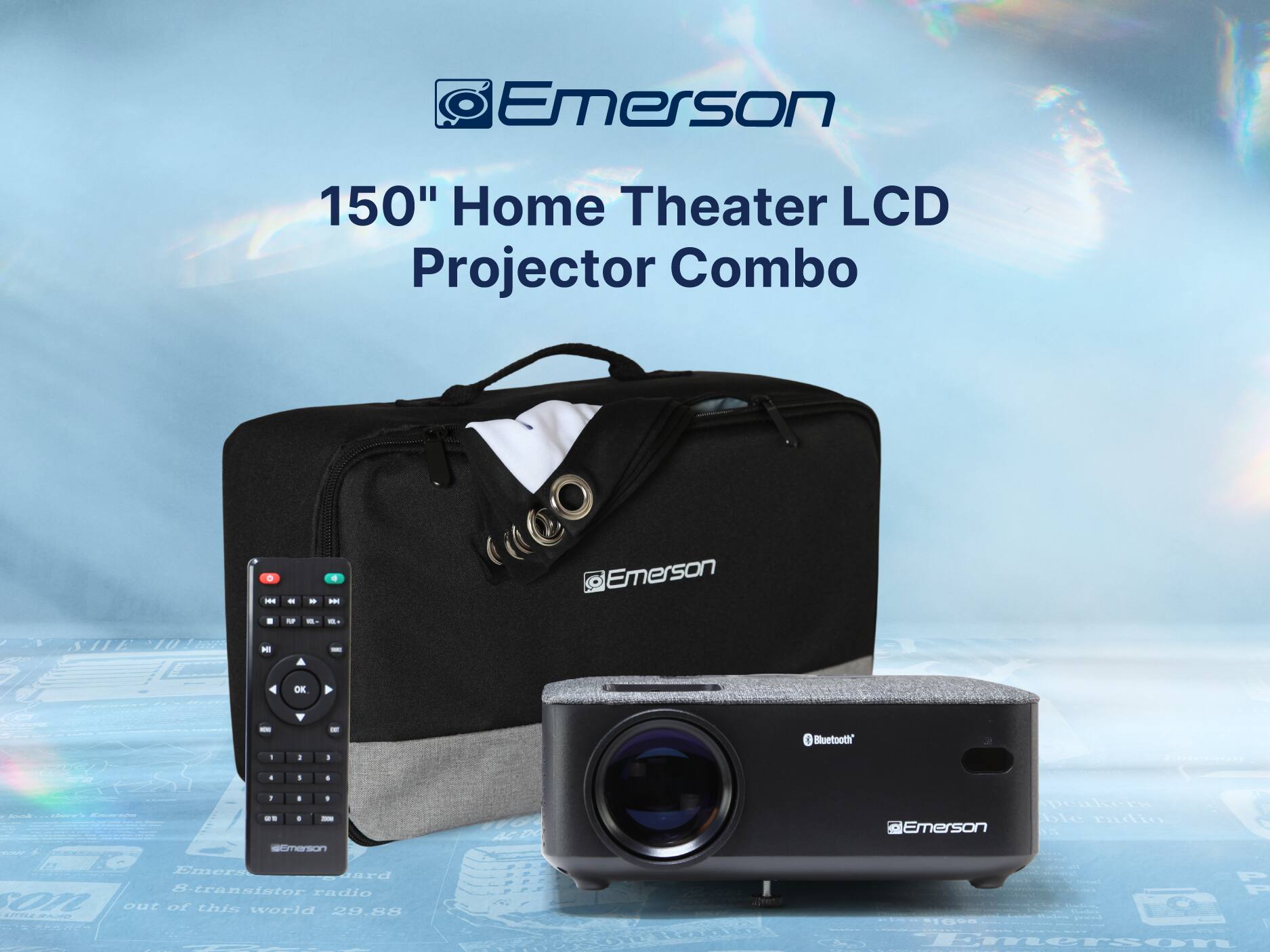 Emerson 150" Home Theater LCD Projector Combo + Emerson . - - - i Bluetooth - 2 -  - - 4 . -  A a -..  - stmerson Emers ard S-transistor radio 072 out of this world 29.88 40mLZ me ACD s speakere Emerson bto radio W NT - - - F - T1098 1 Emerso