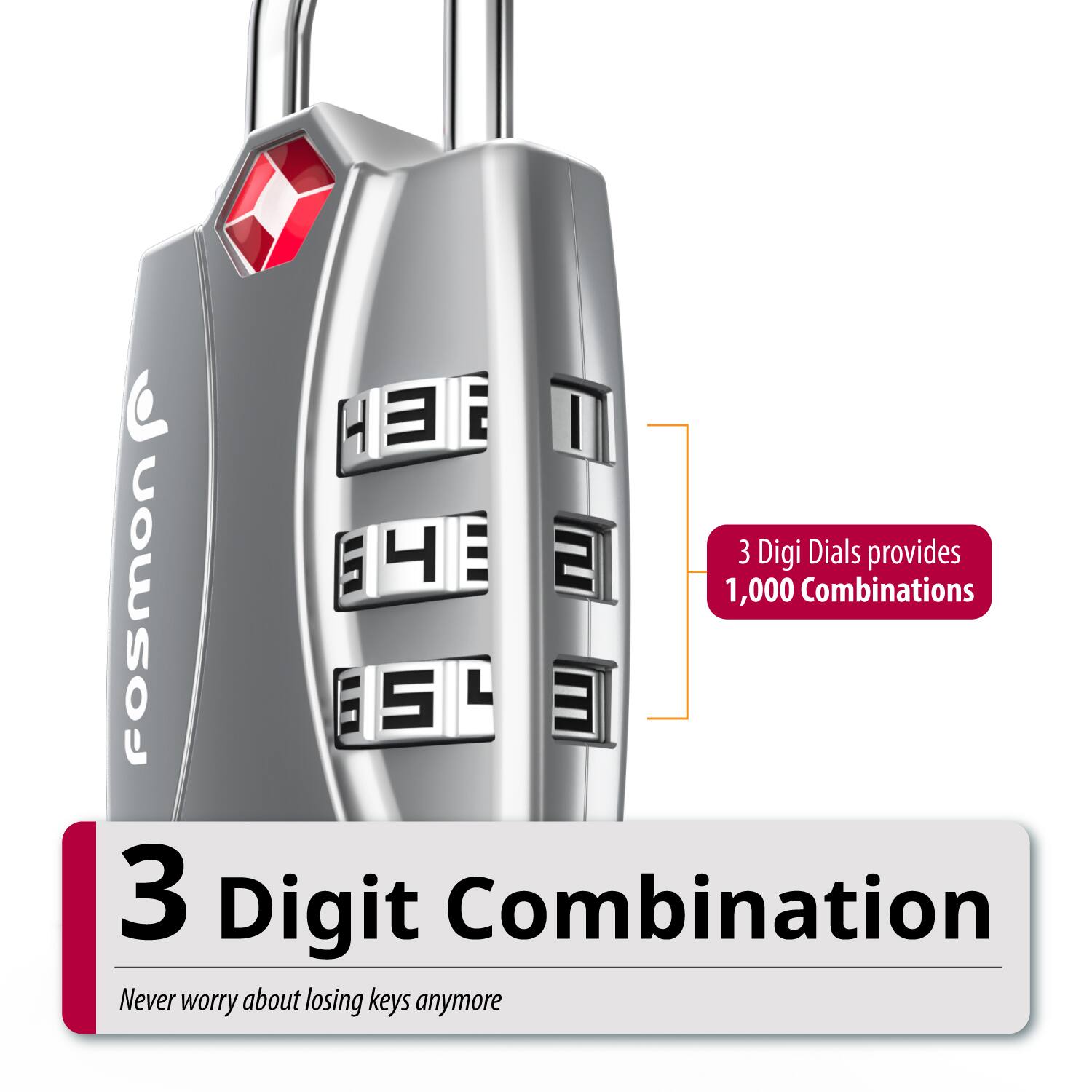 HE H  E D I EH 4 ..  3 Digi Dials provides 1,000 Combinations fosmon  S L  3 Digit Combination Never worry about losing keys anymore