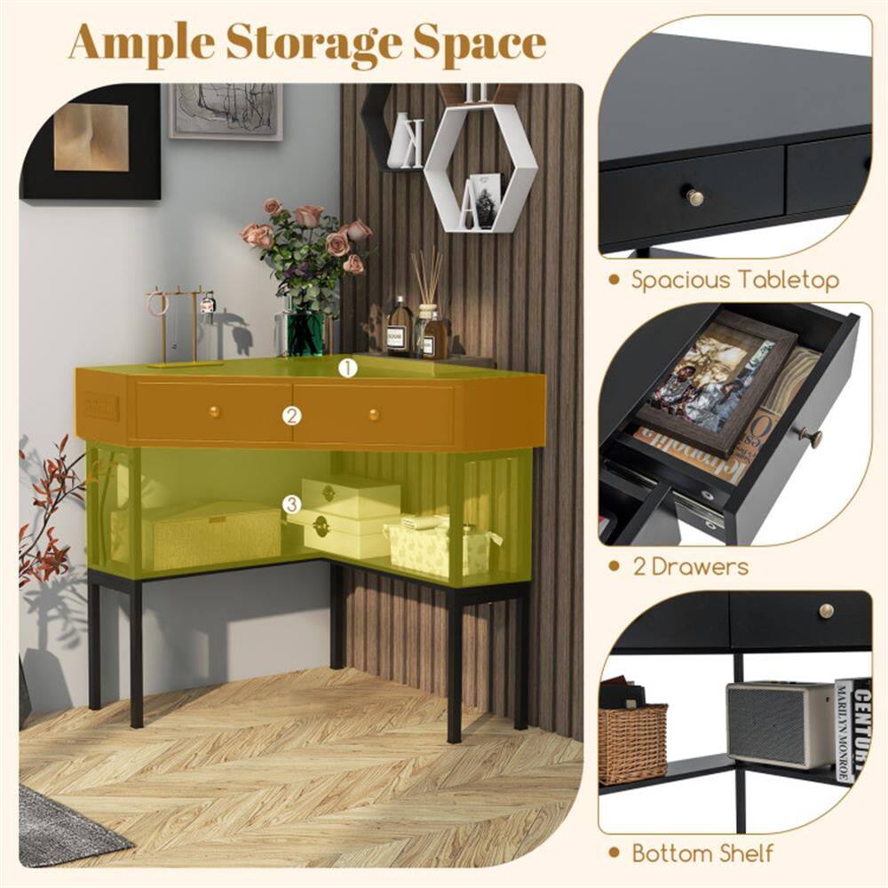 Ample Storage Space

- Spacious Tabletop
- 2 Drawers
- Bottom Shelf