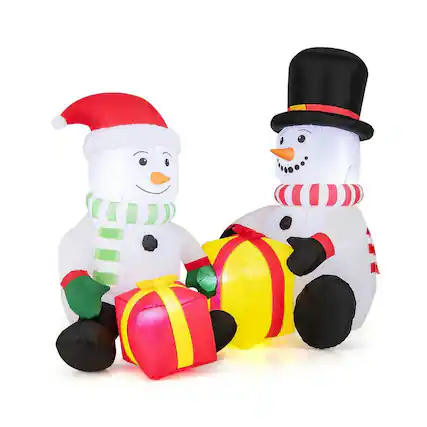 Front. Resenkos - Resenkos 5-Ft Blow-Up Snowman Christmas Inflatable with Gift Boxes - Multi-Color - White.