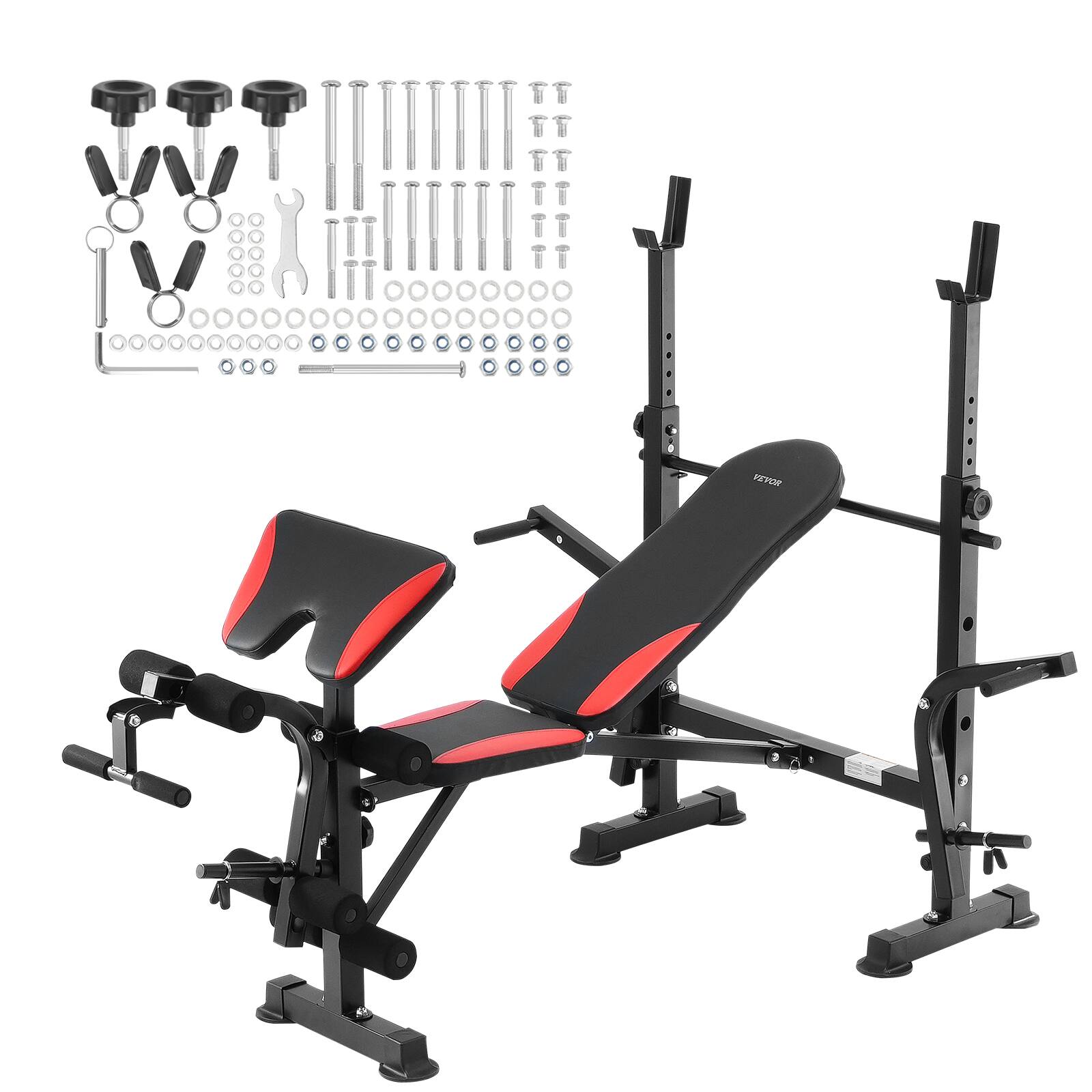 Alt View 5. VEVOR - Weight Bench, Multi-Functional Adjustable Weight Bench Press for Full Body Workout, 660lbs Exercise Sit up Bench - Black,Red.