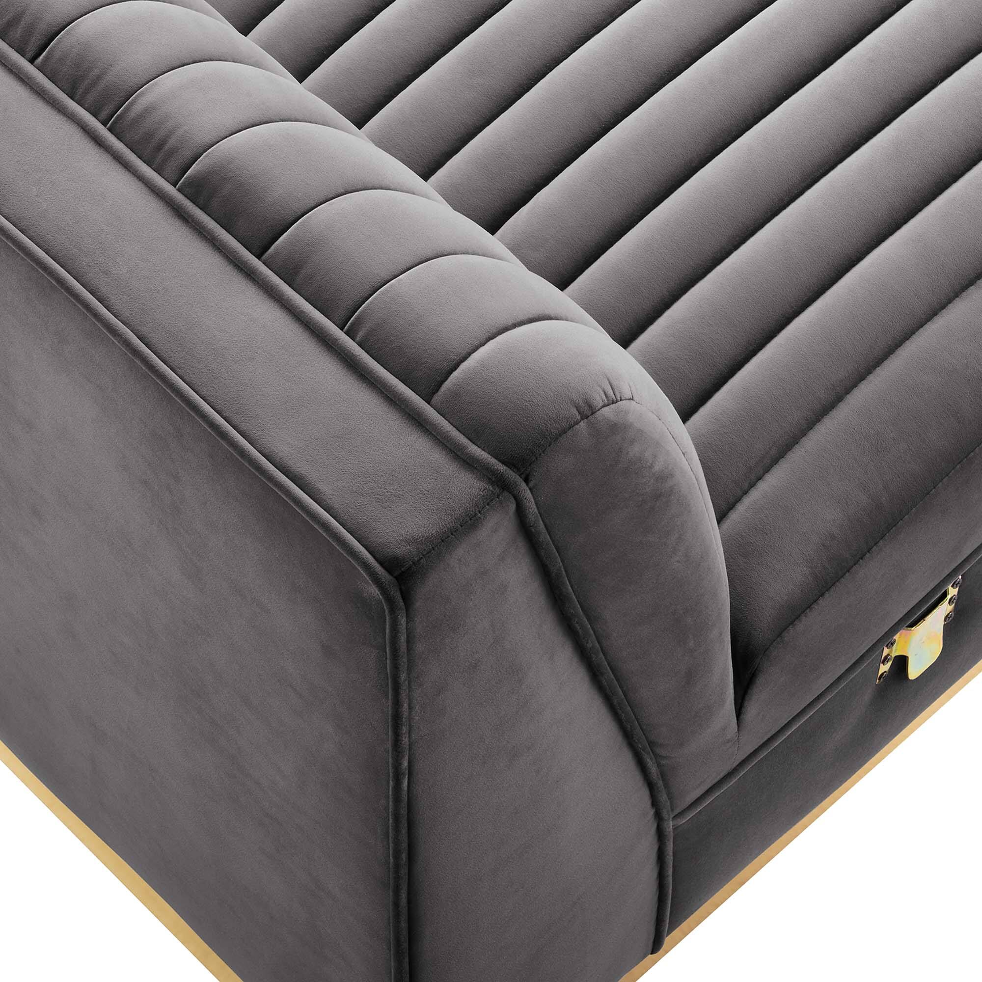 Alt View 2. Modway - Sanguine Channel Tufted Performance Velvet Modular Sectional Sofa Armless Chair by Modway - Gray.