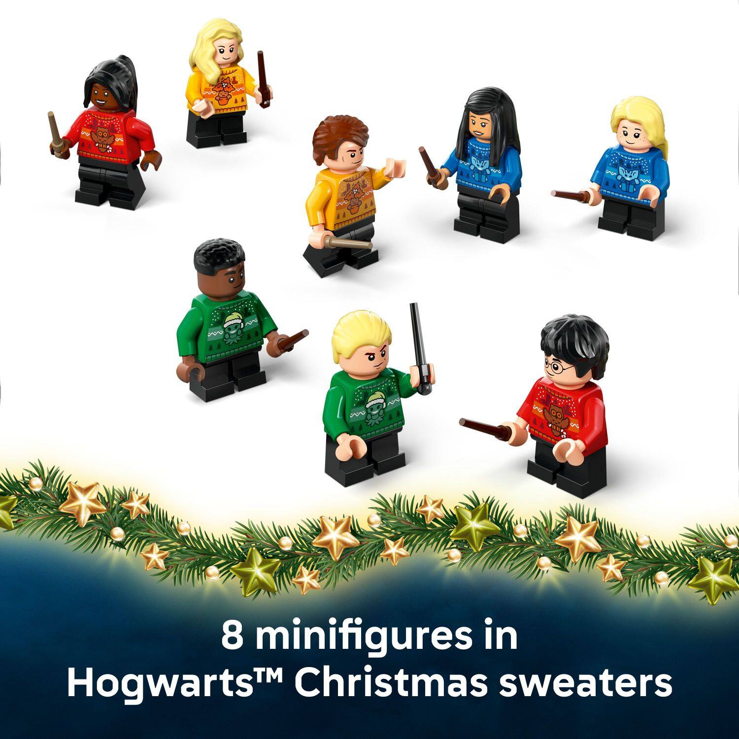 8 minifigures in Hogwarts™ Christmas sweaters