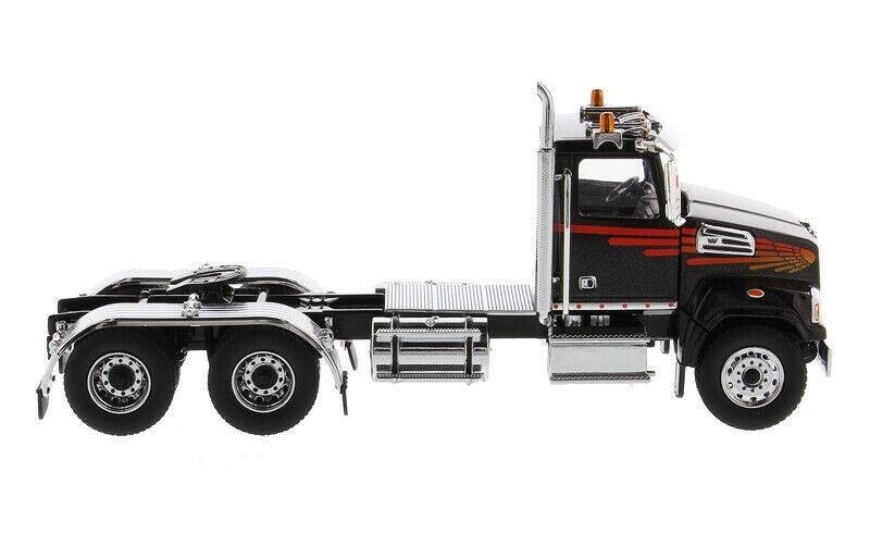 Alt View 1. Diecast Masters - Western Star 4700 SF Tandem Day Cab Tractor Metallic Black 1/50 Diecast Model by Diecast Masters.