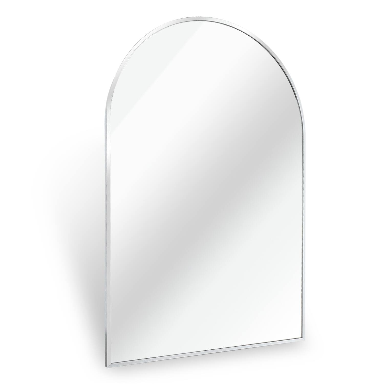 Alt View 4. Z-Edge - Arched Bathroom Mirror, 20"x 30", Wall Mounted, Vanity Mirror For Bedroom, Living Room and Entryway - Silver.