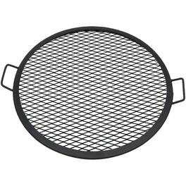Sunnydaze - 24 in Round Steel X-Mark Fire Pit Cooking Grill with Handles - Black