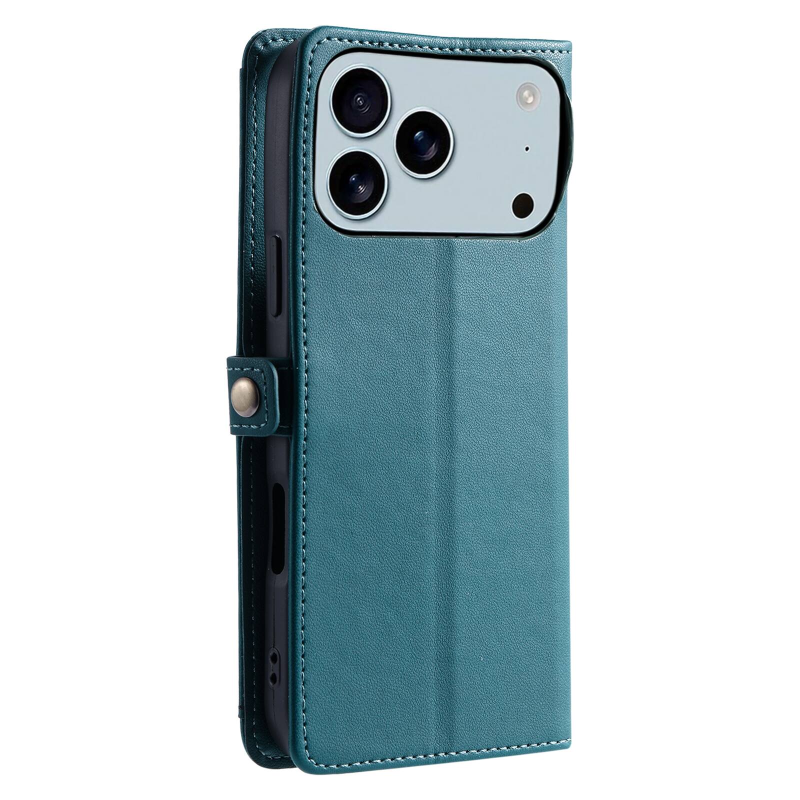 Alt View 5. Dteck - Foilo Wallet Case for Apple iPhone 17 Pro Max,Shockproof Card Holder PU Leather Magnetic Snap Phone Cover with Lanyard - Green.