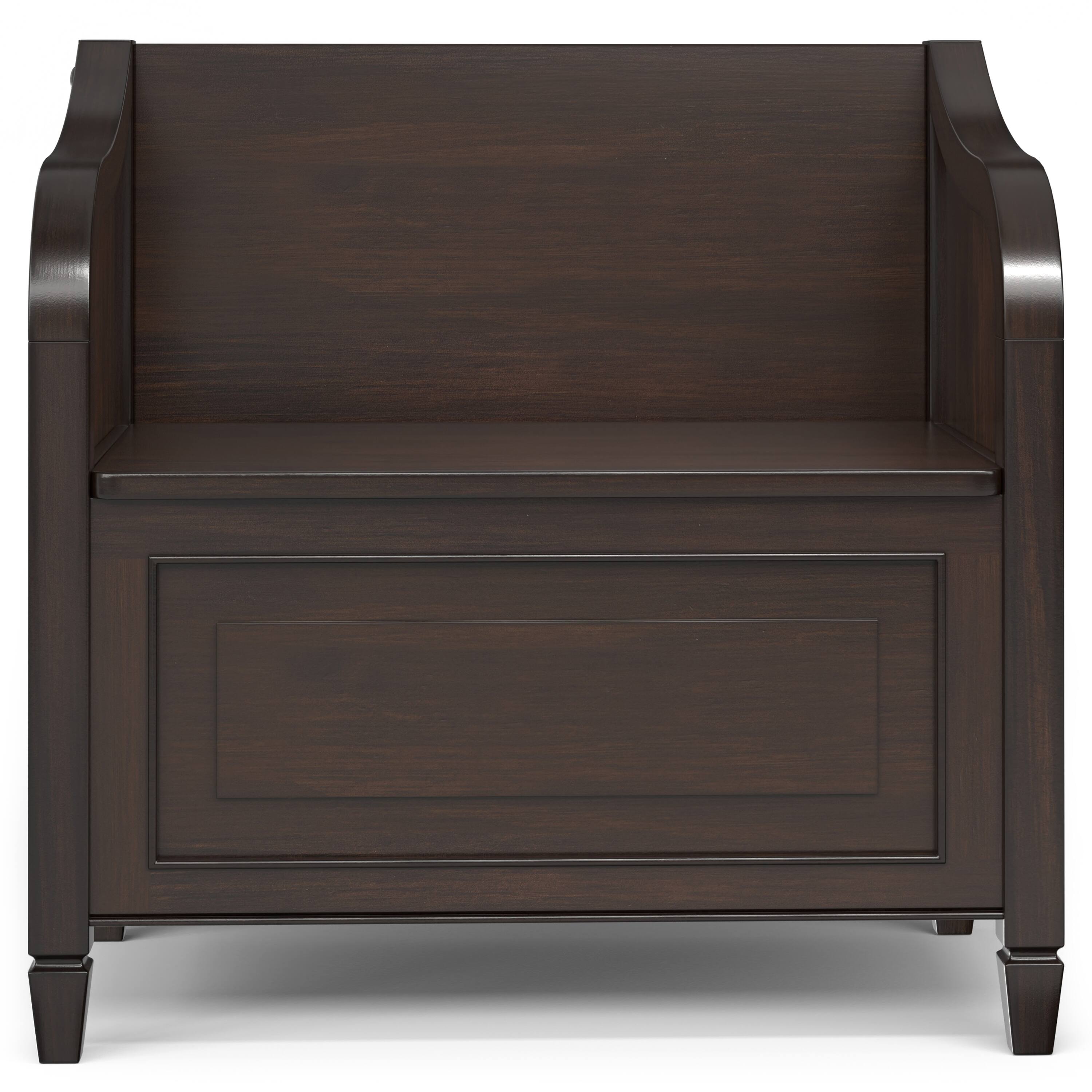 Left. Simpli Home - Connaught SOLID WOOD 30 inch Wide Traditional Small Entryway Storage Bench in Chestnut Brown - Chestnut Brown.