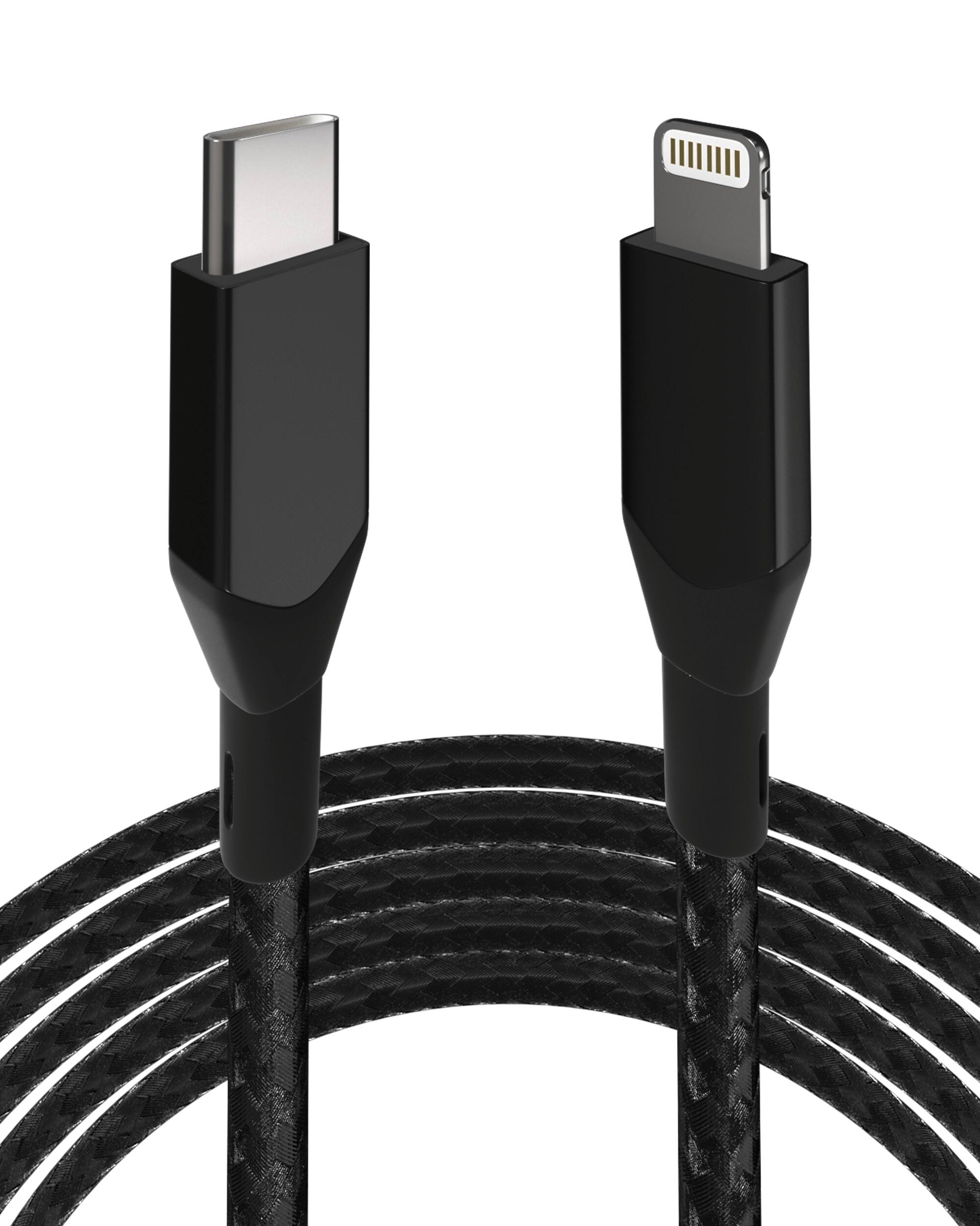Alt View 2. Ampsentrix - 3 ft Non-MFI Lightning To USB Type C Cable (Infinity) - Black - Black.