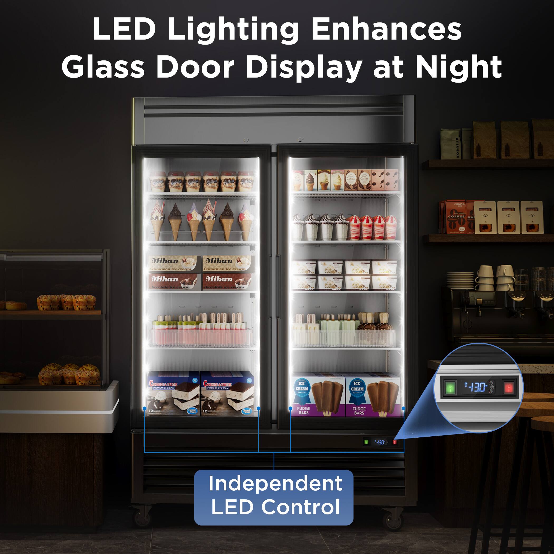 LED Lighting Enhances Glass Door Display at Night

Independent LED Control