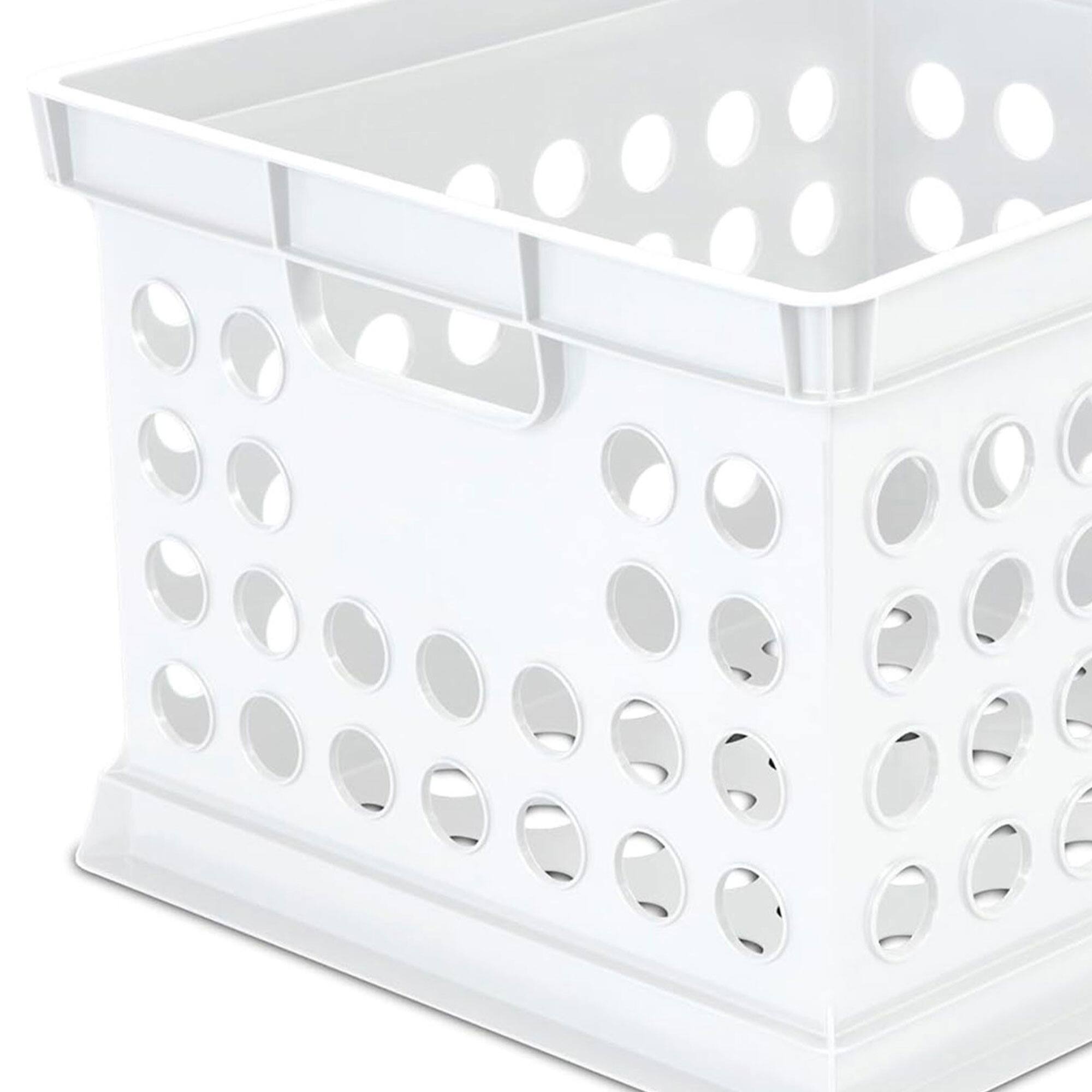 Alt View 5. Sterilite - Sterilite Stackable Plastic Storage Open Crate Bin Organizer Box, White, 6-Pack - White.