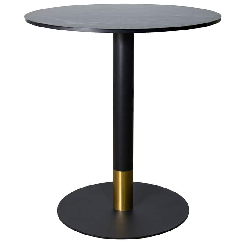 LeisureMod - Vail 27 Inch Round Dining Table with MDF Top and /Gold Base, Modern Small Kitchen Bistro Accent Table - Black