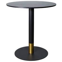 LeisureMod - Vail 27 Inch Round Dining Table with MDF Top and /Gold Base, Modern Small Kitchen Bistro Accent Table - Black
