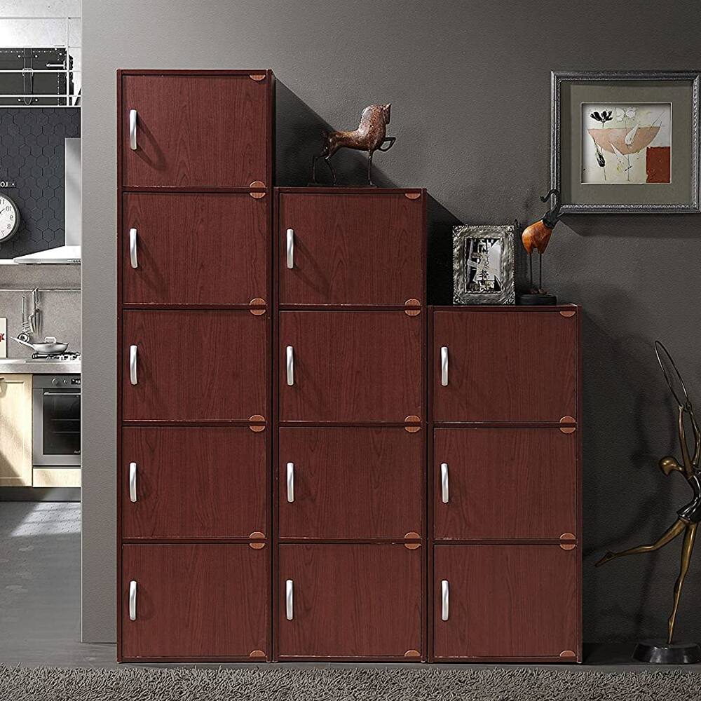 Alt View 4. Hodedah - Hodedah 5 Shelf Home and Office Enclosed Organization Storage Cabinet, Mahogany - Mahogany.