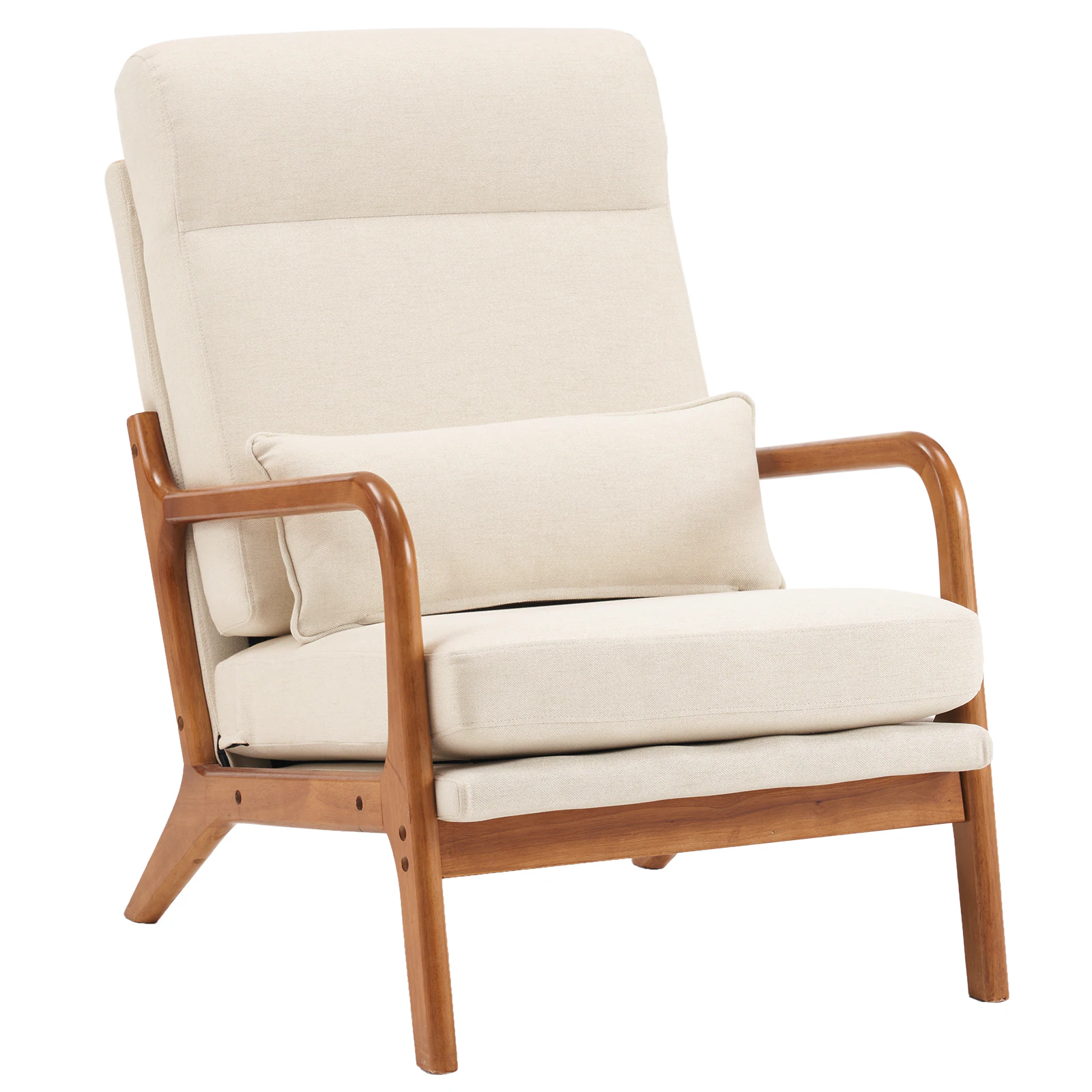 Alt View 2. SlickBlue - Armrest & Backrest Indoor Leisure Chair Comfortable Upholstered Lounge Chair for Home - Beige.
